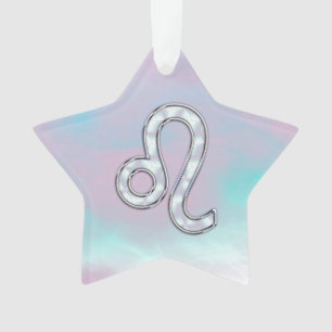 Ornamento Leo Zodiac - Sinal de Pastels Nacre Style Impressã