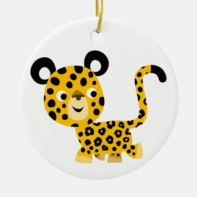 Ornamento Leopardo Sorridente de Cartoon Bonito (Frente)