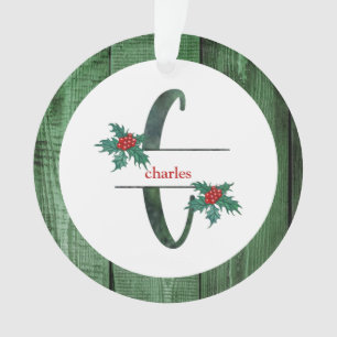 Ornamento *~* Letra C FOTO Natal AP44 Madeira Rústica
