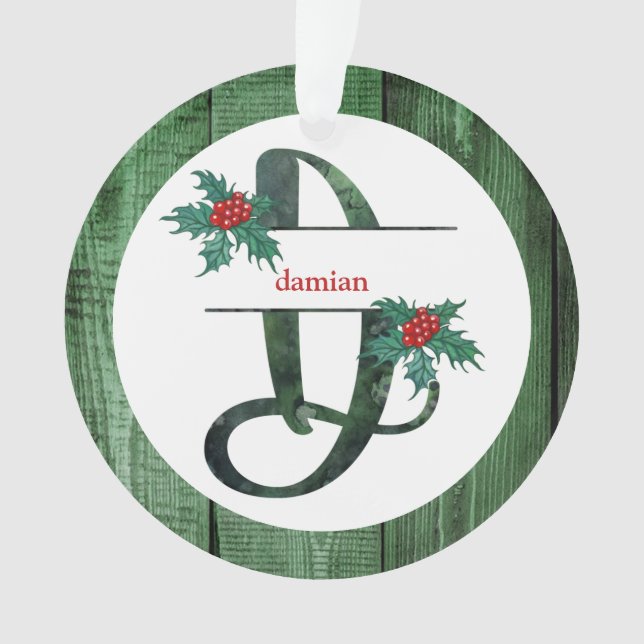 Ornamento *~* Letra D FOTO Natal AP44 Madeira rustica (Frente)