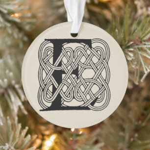 Ornamento Letra E Celtic Knot Vintage Monograma
