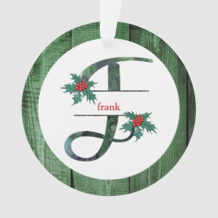 Ornamento *~* Letra F FOTO Natal AP44 Madeira Rústica