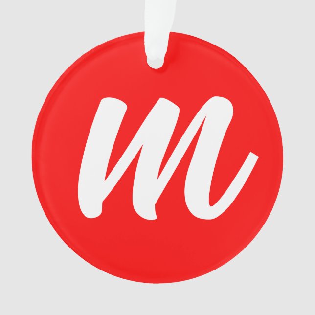 Ornamento Letra Inicial de Monograma Branco Vermelho (Frente)