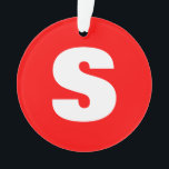 Ornamento Letra inicial Monograma Estilo moderno Branco verm<br><div class="desc">Você gostaria de ter um produto com as iniciais do seu nome? É muito simples,  estética e atraente.</div>