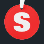 Ornamento Letra inicial Monograma Estilo moderno Branco verm<br><div class="desc">Você gostaria de ter um produto com as iniciais do seu nome? É muito simples,  estética e atraente.</div>