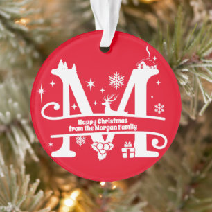 Ornamento Letra M Monograma Nome da Família Inicial Saudação