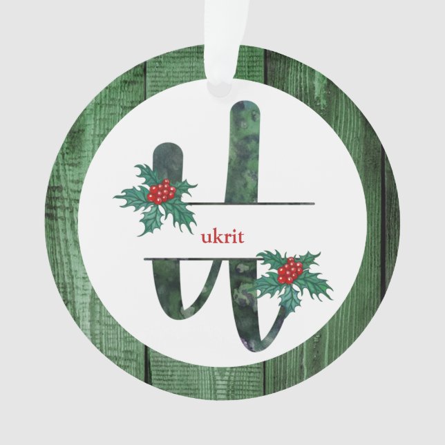 Ornamento *~* Letra U FÓTULOS Russos de Natal AP44 (Frente)