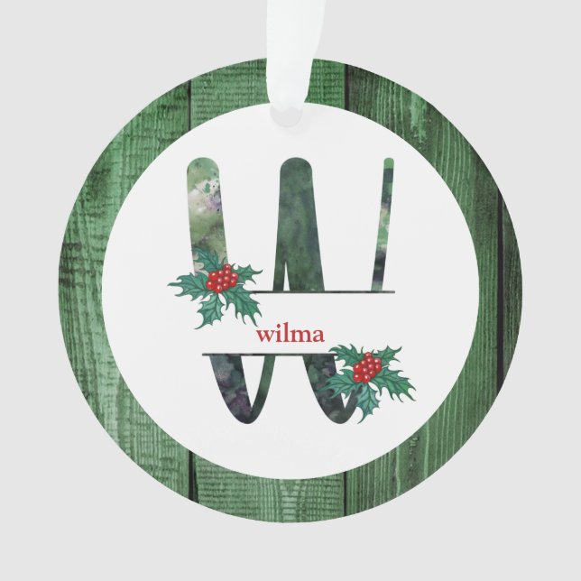 Ornamento *~* - Letra W FOTO de Natal Russo AP44 (Frente)