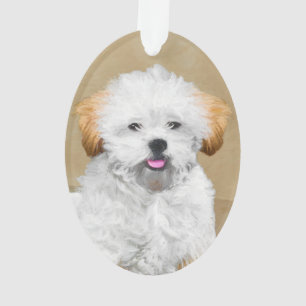 Ornamento Lhasa Apso Puppy Painting - Arte De Cachorro Origi