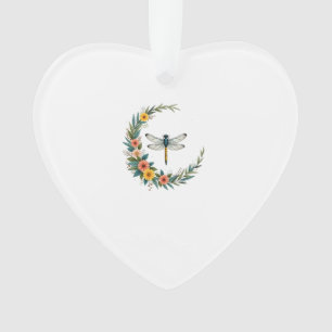 Ornamento Libélula Boho Lua Crescente Símbolo de Paz Hippie 