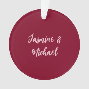 Ornamento Linda Caligrafia Vermelha Burgundy Minimalista Nom