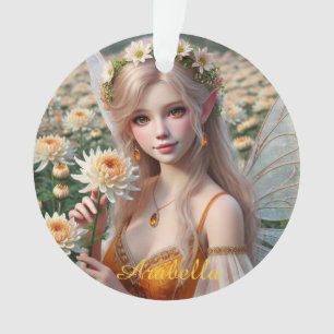 Ornamento Linda Fada de novembro em Chrysanthemums