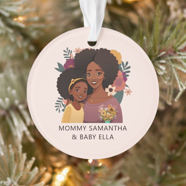 Ornamento Linda mãe negra e filha (15) (Árvore)