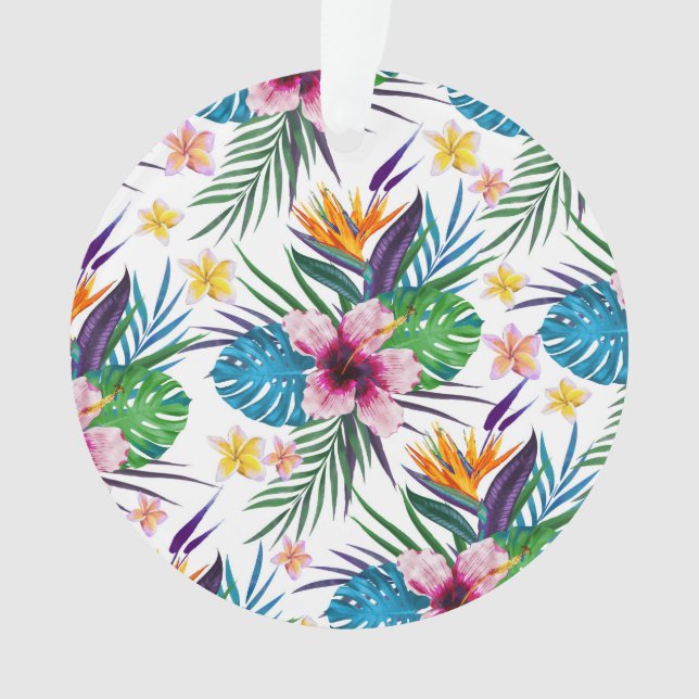 Ornamento Lindas aquarelas tropicais de tinta floral (Frente)