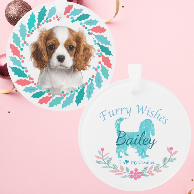 Ornamento Lindo Cavalier Azul Pastel | Natal Personalizado (Criador carregado)