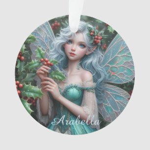 Ornamento Lindo Fada de dezembro em Holly