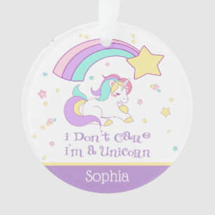 Ornamento Lindo Unicórnio Mágico Arco-íris Personalizado Cus