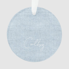 Ornamento Linen Pastel Blue New Baby NAME Birthdate Sweet