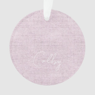 Ornamento Linen Pastel Pink Baby Girl Name Birthdate Sweet