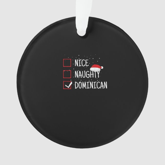 Ornamento Lista de Natal Dominicana Nice Naughty  (Frente)