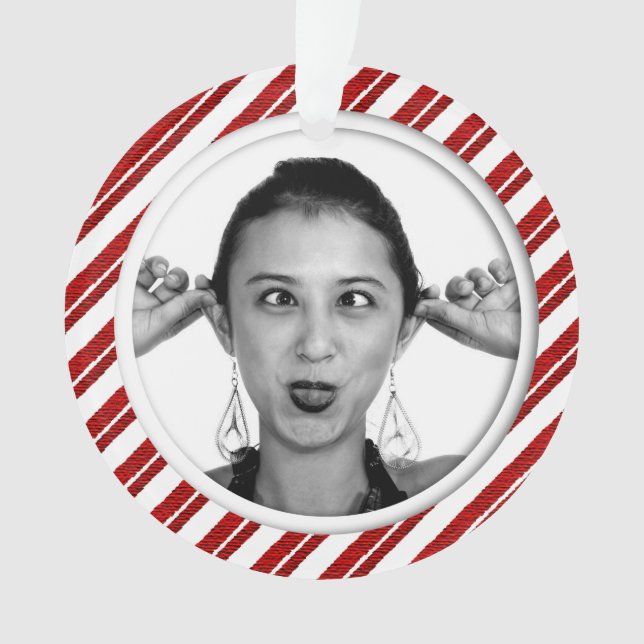 Ornamento listrado do quadro da foto do bastão de (Frente)