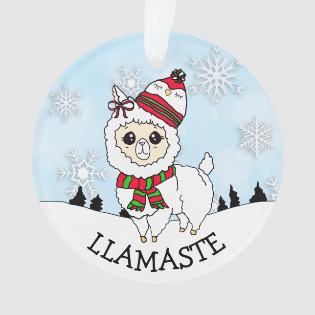Ornamento Llamaste La La Lama, dois lados do Natal (Frente)