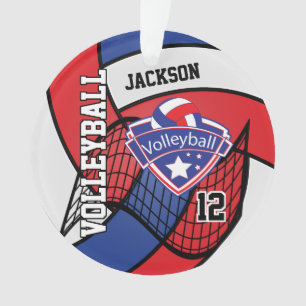 Ornamento Logotipo de 🏐 de Voleibol Vermelho, Branco e Az