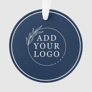 Ornamento Logotipo de Natal de Negócios Minimalista Azul Sim