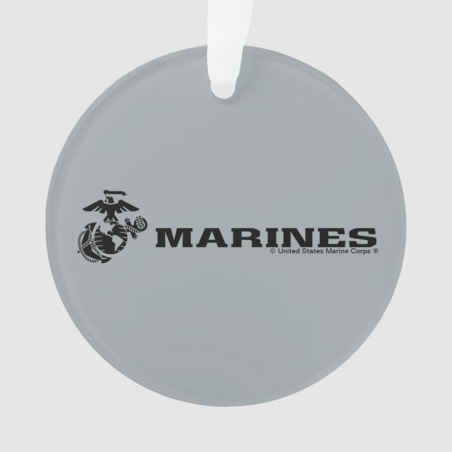 Ornamento Logotipo preto empilhado do USMC (Frente)