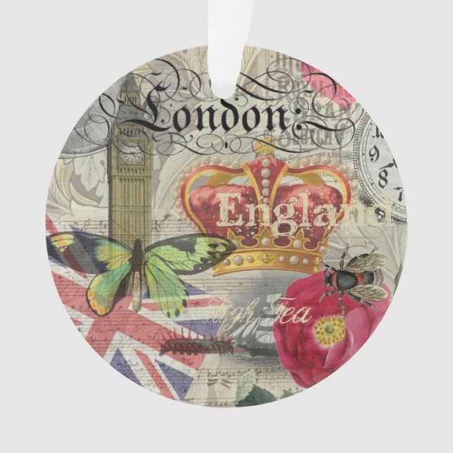 Ornamento London England Viagem Vintage Europe Art (Frente)