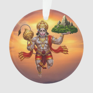 Ornamento Lord Hanuman Voando Levantando Montanha