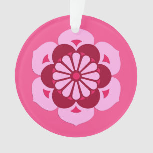 Ornamento Lotus Flower Mandala, Fuchsia Pink e Burgundy