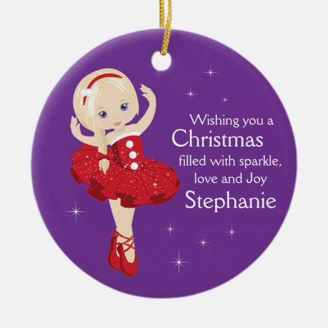 Ornamento Louro de Ballerina Cerâmica de Natal (Frente)