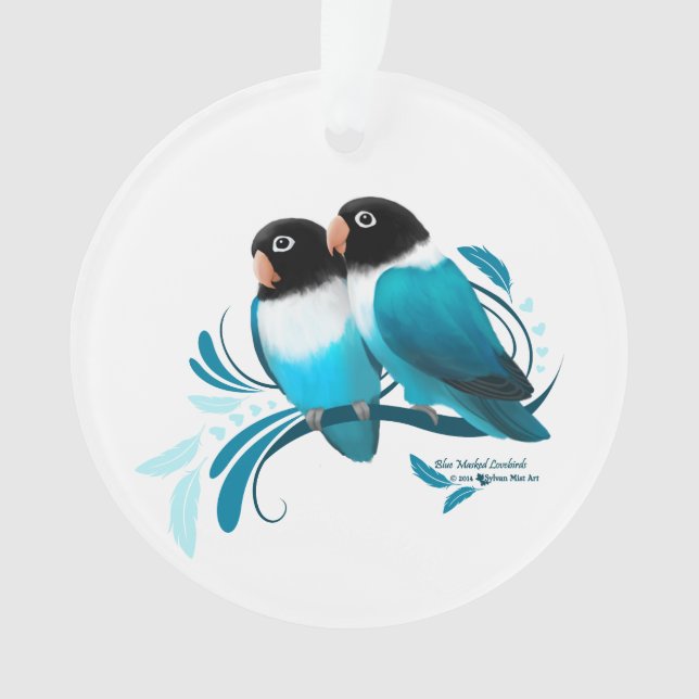 Ornamento Lovebirds mascarados azul (Frente)