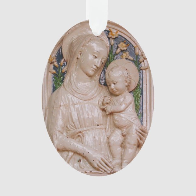 Ornamento Luca della Robbia Madonna Menino e Lírios Arte (Frente)