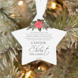 Ornamento Luke 2:10-11 Bons Tidings Poinsettia Natal