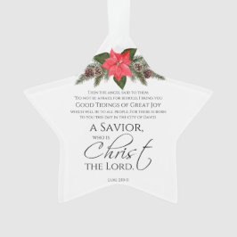 Ornamento Luke 2:10-11 Bons Tidings Poinsettia Natal
