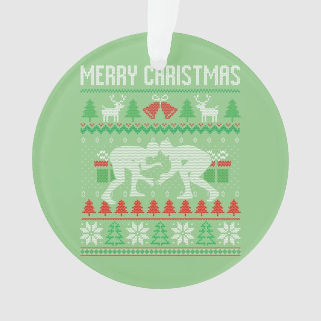 Ornamento Luta de Natal feliz Papais noeis Xmas (Frente)