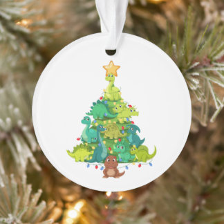 Ornamento Luzes de árvore de Natal dinossauro T Rex crianças