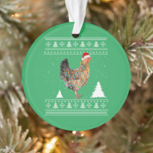 Ornamento Luzes de frango com pijama de Natal do Papai Noel