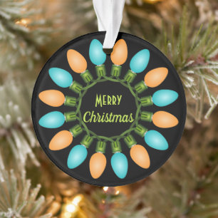 Ornamento Luzes de Natal Circulam em Laranja e Azul