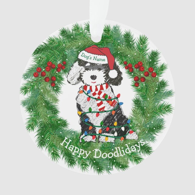 Ornamento Luzes de Natal Personalizadas - Azevoodle Acrílico (Frente)