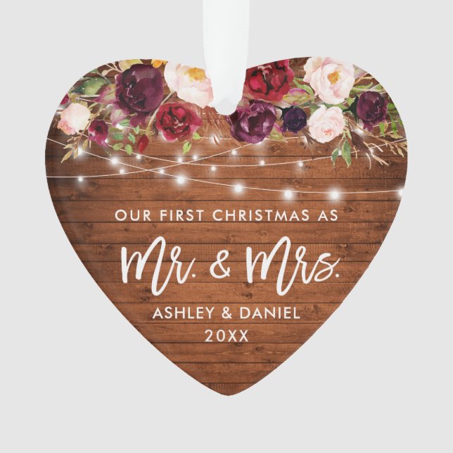 Ornamento Luzes Florais Russas no Primeiro Natal (Frente)