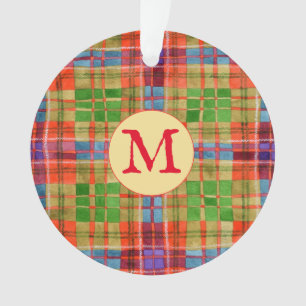 Ornamento MAC RAE TARTAN Ordem do Círculo Acrílico + Inicial