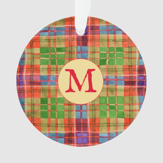 Ornamento MAC RAE TARTAN Ordem do Círculo Acrílico + Inicial (Frente)