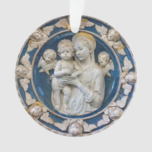 Ornamento Madonna e Child com Cherubs por Della Robbia