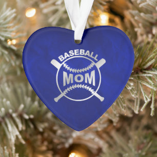 Ornamento Mãe de Baseball em Prata Azul