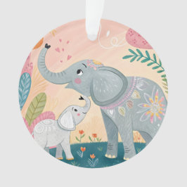 Ornamento Mãe e Bebê Elefante