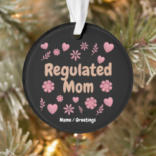 Ornamento Mãe Regulada 3D Floral Rosa Estética do Coração