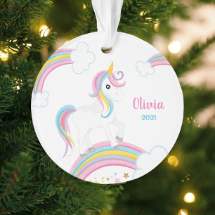 Ornamento Magical Rainbow Unicorn Personalizado